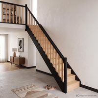 Escalier droit hêtre UNO bicolore avec rampe -  Lapeyre
