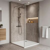 Receveur de douche carré résine MINERAL droit-Lapeyre