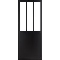 PC CHAPITRE ** Laqué Noir R8+ perçages poig. cuvette+Tire-doigt - H.204 x l.73 Main Image
