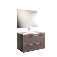 Pack FOKUS 2 bois foncé avec plan résine l.81 + miroir + robinetterie aura Main Image
