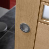 Poignée porte coulissante ronde bois chromée sans serrure - Porte