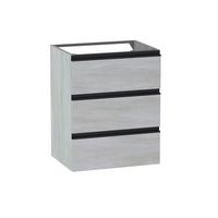 Sous vasque 3 tiroirs Formeo travertin P/noir H75xL60xP45.5 Main Image