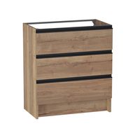 Sous vasque 3 tiroirs reposant Formeo chene raphia P/noir H90xL80xP45.5 Main Image