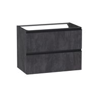 Sous vasque 2 tiroirs Formeo ardoise anthracite P/noir H60xL80xP45.5 Main Image