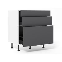Bas 1 casserolier + 2 tiroirs Nuances ardoise mat H92xL80xP63 Main Image