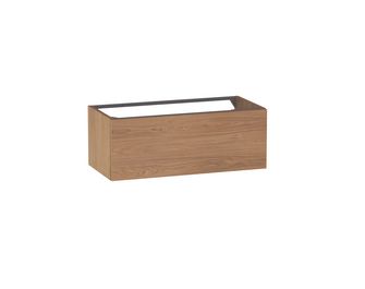 Meuble sous-vasque gain de place L.80 cm, 1 tiroir, décor naturel FORMEO