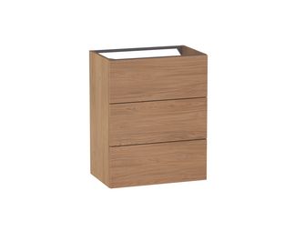 Meuble sous-vasque gain de place L.60 cm, 3 tiroirs, décor naturel FORMEO
