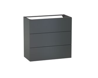 Meuble sous-vasque gain de place L.80 cm, 3 tiroirs, décor verni laqué FORMEO