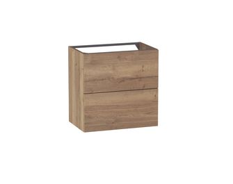 Meuble sous-vasque gain de place L.60 cm, 2 tiroirs, décor naturel FORMEO