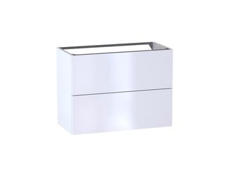 Meuble sous-vasque gain de place L.80 cm, 2 tiroirs, décor verni laqué FORMEO