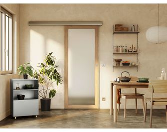 Porte coulissante QUADRAL grand vitrage *** Chêne plaqué