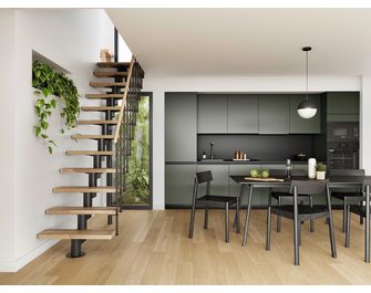 Echelle gain de place quart tournant bas London 2 hêtre