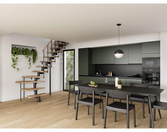 Echelle gain de place droit London 2 hêtre