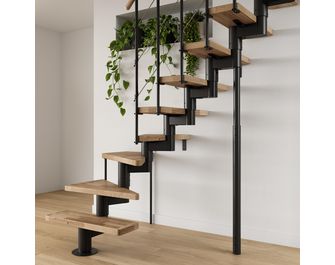 Echelle gain de place quart tournant bas London 2 hêtre