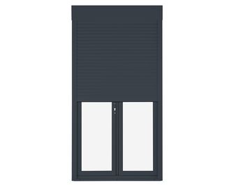 Porte-fenêtre Pria PVC 2 vantaux avec clé et volet roulant intégré sans soubassement