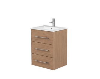 Pack meuble FORMEO chêne casella + plan vasque céramique L.60 cm