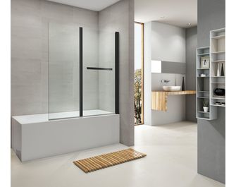 Pare-baignoire LIGNE 2 noir 2 volets