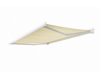 Store banne 4x3.5 m coffre blanc toile beige