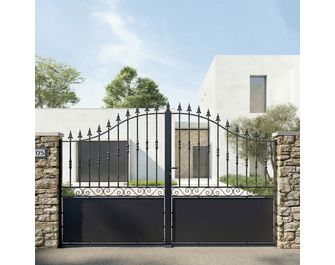 Portail battant Acier Dommartin avec soubassement sur-mesure