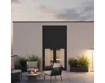 Porte-fenêtre Pria PVC 2 vantaux avec clé et volet roulant intégré sans soubassement