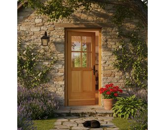 Porte de service bois exotique Adaptable recoupable à vitrer et ferrée