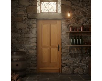 Porte de service bois exotique Adaptable recoupable pleine et ferrée