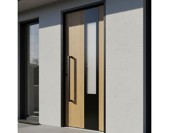 Porte d'entrée Auréliane chêne pleine sur-mesure