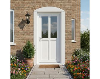Porte d'entrée AMELIE 2 PVC Blanc 215 x 90 cm