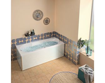 Baignoire droite balnéo acrylique BERTILLE MIXTE PREMIUM