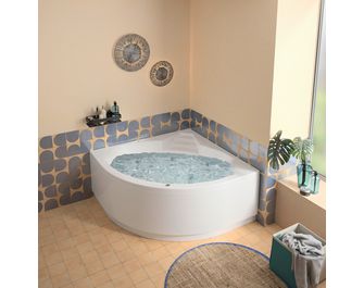 Baignoire d'angle balnéo acrylique BERTILLE MIXTE PREMIUM