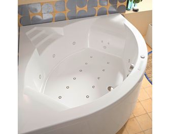 Baignoire d'angle balnéo acrylique BERTILLE MIXTE PREMIUM