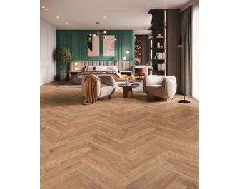 Sol stratifié HERR bâton rompu chêne enflammé