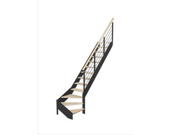 Escalier Estelle quart-tournant bas rampe Epure tubes inox