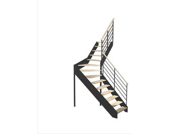 Escalier Estelle quart-tournant intermédiaire rampe Fera main bois