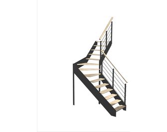 Escalier Estelle quart-tournant intermédiaire rampe Epure tubes inox