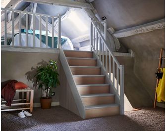 Escalier Faubourg quart tournant bas rampe Moulure