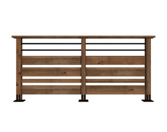 Garde corps SEPIA 4 lames bois et 2 tubes aluminium noir 1 mètre