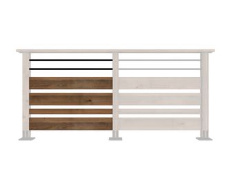 Garde corps SEPIA 4 lames bois et 2 tubes aluminium noir 1 mètre