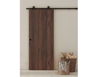 Porte coulissante ROXIE noyer + système coulissant HARLEM