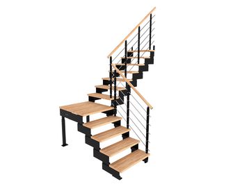 Escalier EZIO quart tournant palier à rampe hêtre