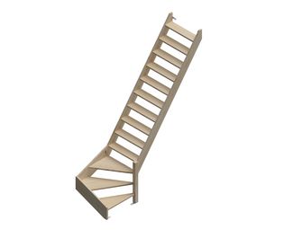 Escalier gain de place HILO quart tournant bas sapin sans rampe