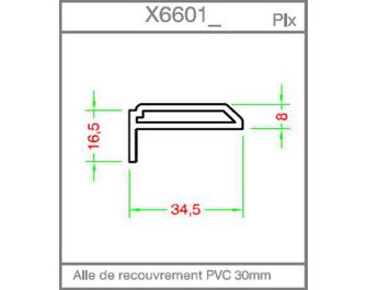 Habillage mouluré 8 x 34.5mm pour bâti sans aile PVC