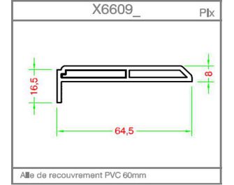 Habillage mouluré 8 x 54.5mm pour bâti sans aile PVC
