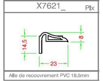 Habillage mouluré 8x23mm pour bâti sans aile PVC