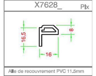 Habillage mouluré 8x16mm pour bâti sans aile PVC