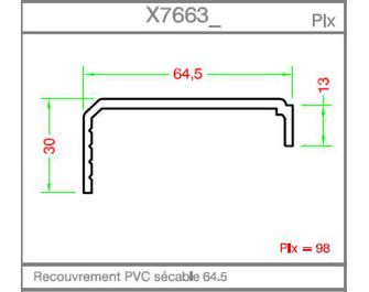 Habillage mouluré 8 x 54.5mm pour bâti sans aile PVC