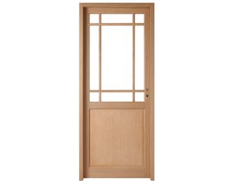 Bloc-porte RON chêne plaqué 9 carreaux - Huisserie Fin De Chantier