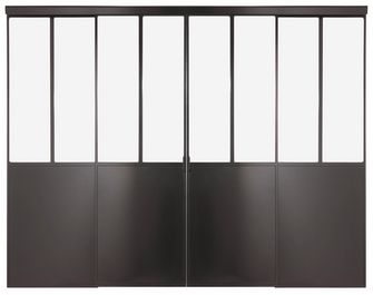 Cloison verrière avec portes coulissantes créative acier en tunnel