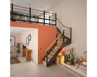 Escalier Faubourg droit rampe Régate tubes acier