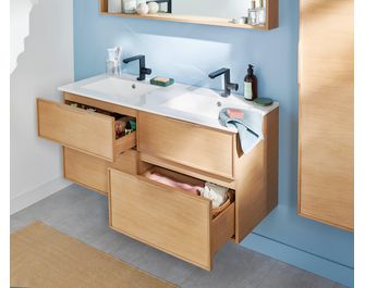 Meuble sous-vasque 120 cm 4 tiroirs chêne naturel FLAVIO